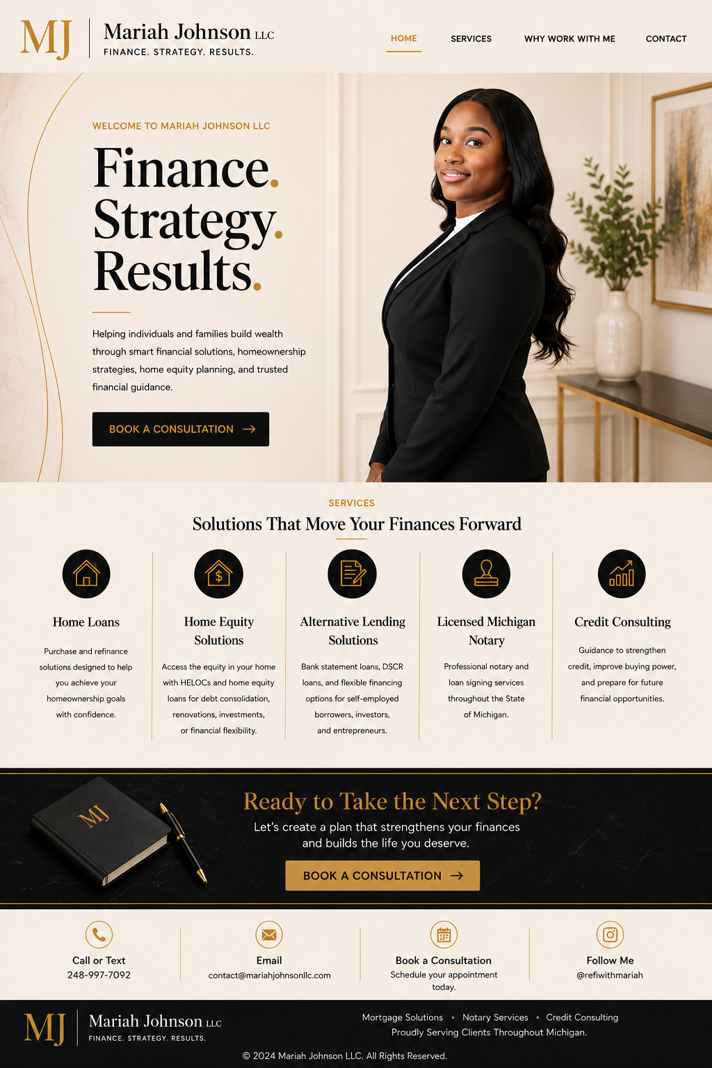 Mariah Johnson LLC luxury homepage